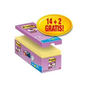 POST-IT NOTATBLOKK SUPER STICER 76X76 PK GUL (16)