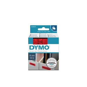 TAPE DYMO D1 SORT/RØD 12MM X 7M