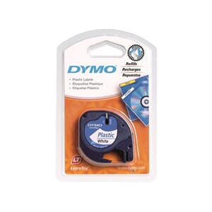 TAPE DYMO LETRATAG PLAST HVIT 12MMX4M