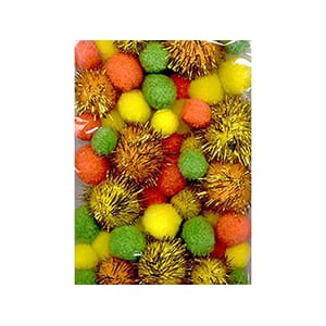 POMPONGER SETT M/GLITTER PÅSKE 50 ASS