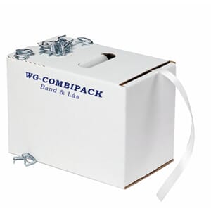 KOMBIPAKKE WG BÅND OG SPENNER WG13 HVIT 250M+100SPENNER