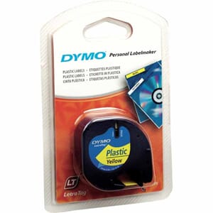 TAPE DYMO LETRATAG PLAST GUL 12MMX4M