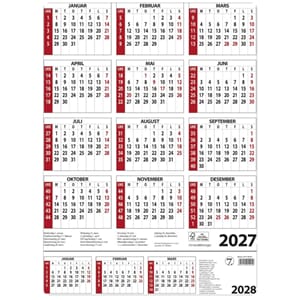 KALENDER 2027 7.SANS ÅRSKALENDER A3