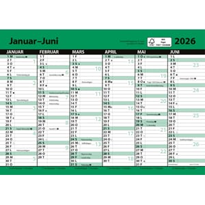 KALENDER 2026 7.SANS KONTORKALENDER, ENKEL A5 MED LINJER KA