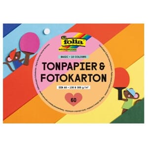 FOLIA PAPIRBLOKK A6 FARGET PAPIR OG KARTONG  60ARK