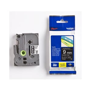 TAPE P-TOUCH TZ 9MM SORT/HVIT TZE-221