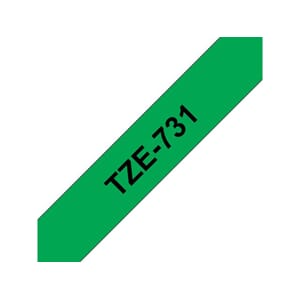 TAPE P-TOUCH TZ 12MM SORT / GRØNN TZE-731 8M