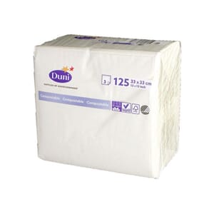 SERVIETT DUNI 3L 33CM HVIT(125)