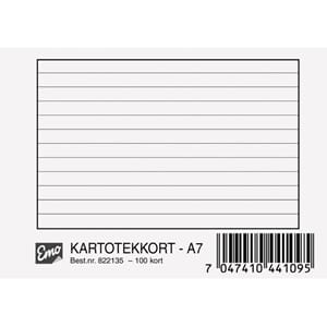KARTOTEKKORT A7 LINJ (100)