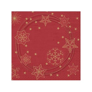 SERVIETT DUNI 33CM 3L STAR SHINE RØD 50 STK