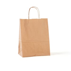 PAPIRPOSE BRUN M/TVINNA HÅNDTAK 18x10x23 (25)