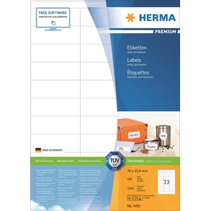 ETIKETTER HERMA PREMIUM A4 70x25,4 MM (3300)