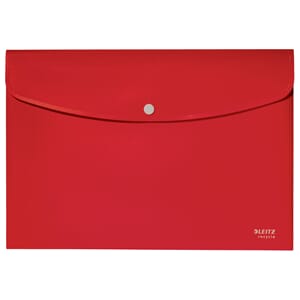 KONVOLUTT A4 MED TRYKKKNAPP PLAST RØD
