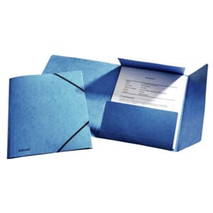 STRIKKMAPPE ESSELTE A4 3 KLAFFER BLÅ