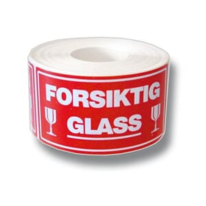 ETIKETT FORSIKTIG GLASS 55X110  500 STK