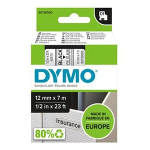 TAPE DYMO D1 12MMx7M HVIT PÅ SORT