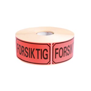 ETIKETT "FORSIKTIG" 50x100MM RULL 1000 STK