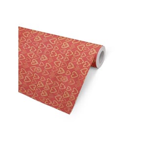 DISKRULL JULEPAPIR 100Mx57CM HJERTER RØD METALLIC