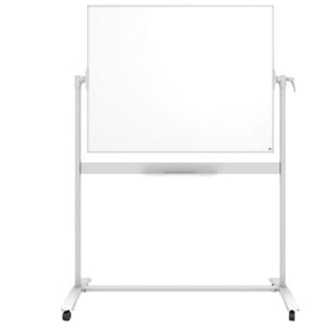 WHITEBOARDTAVLE MED HJUL 120x90 CM VENDBAR LAKKERT STÅL NOBO