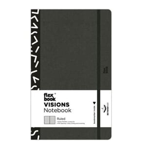 FLEX NOTATBOK VISION SORT MED LINJER 192 SIDER 9x14 CM