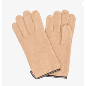 HANSKE DAME BEIGE STR S TOVET ULL HANDSKKOMPANIET